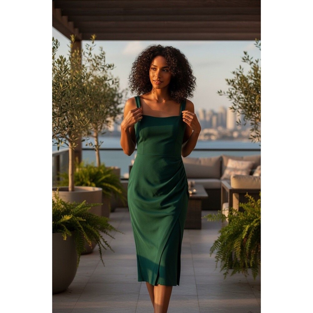 Lulu's Elegant Green Midi Dress